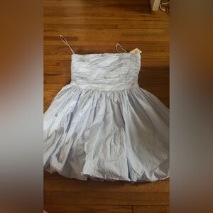 Sincerely Jules Strapless Blue and White Dress
